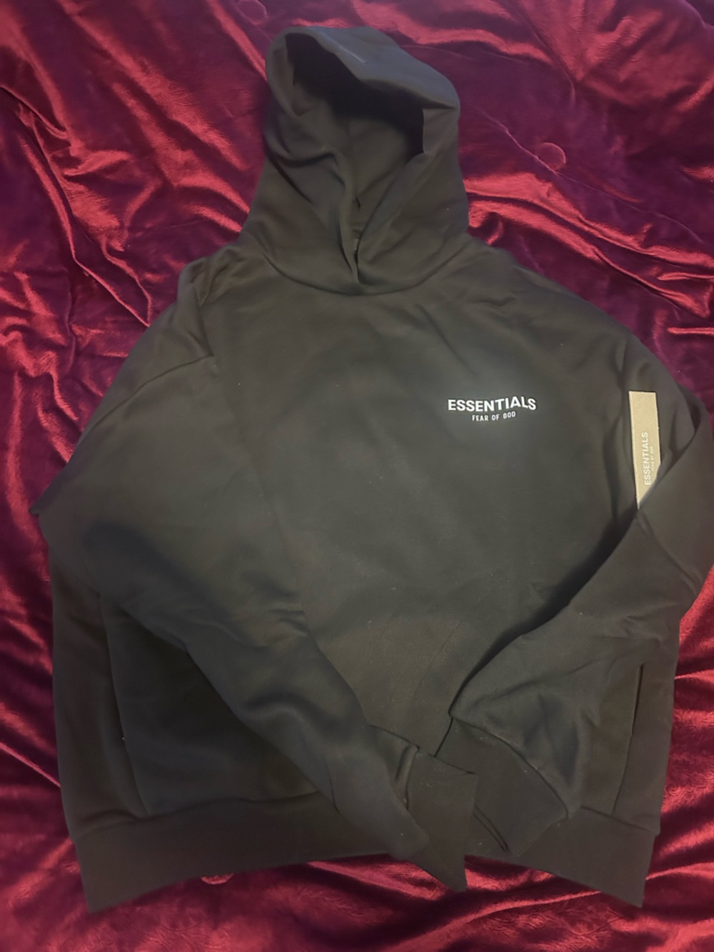 Fear of God Essentials Black Hoodie with White Logo